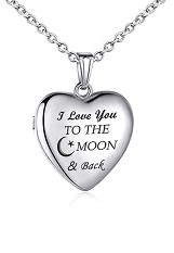 elegant polished i love you to the moon and back silver baby necklace 